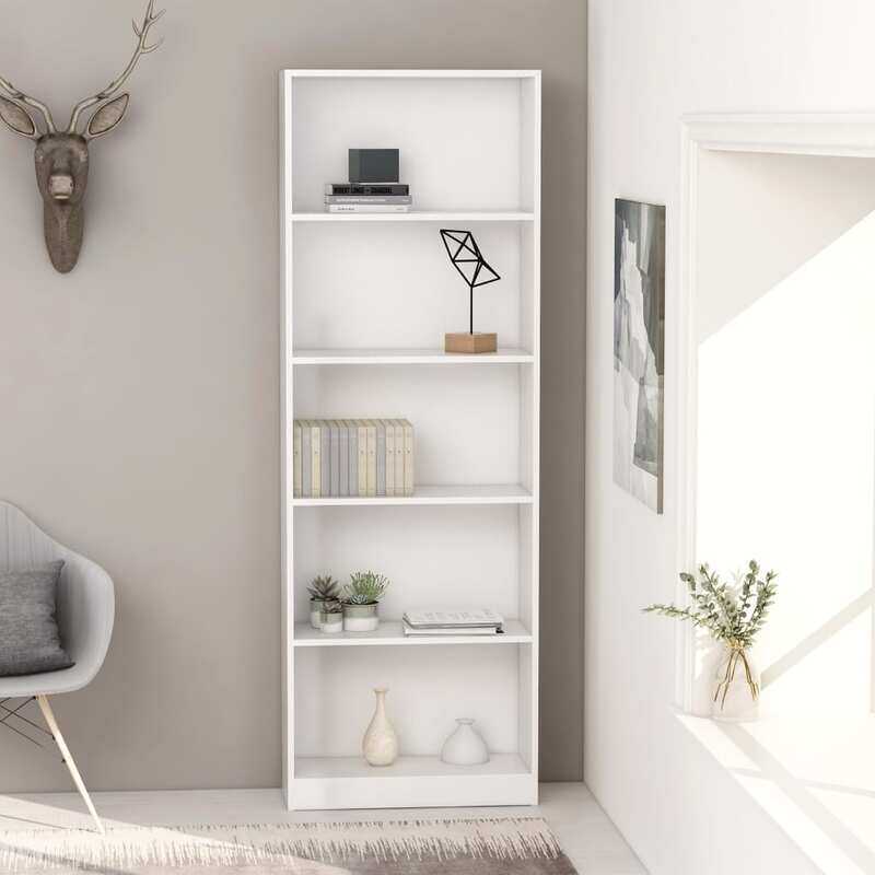

vidaXL 5-Tier Book Cabinet White 60x24x175 cm Engineered Wood