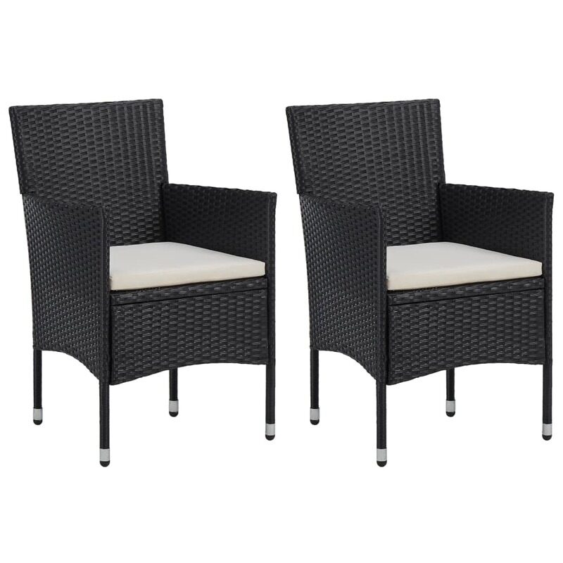 

vidaXL Garden Dining Chairs 2pcs Poly Rattan Black