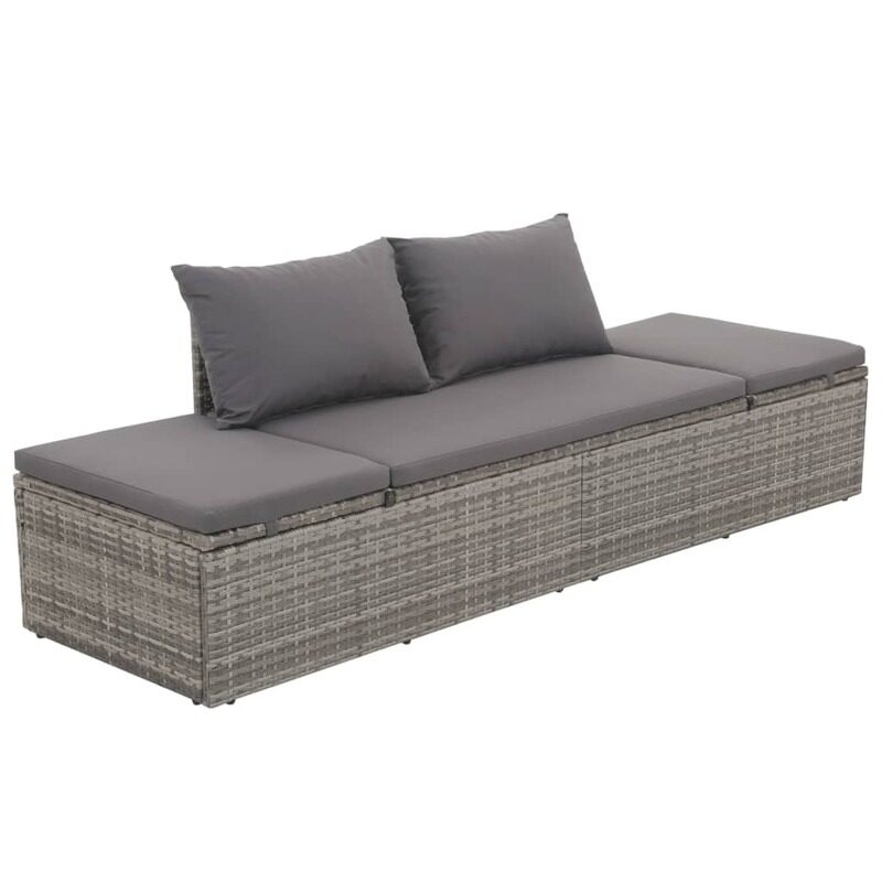 

vidaXL Garden Bed Grey 195x60 cm Poly Rattan