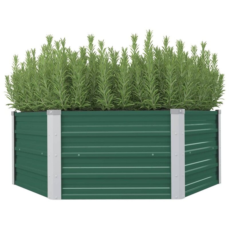 

vidaXL Raised Garden Bed 129x129x46 cm Galvanised Steel Green