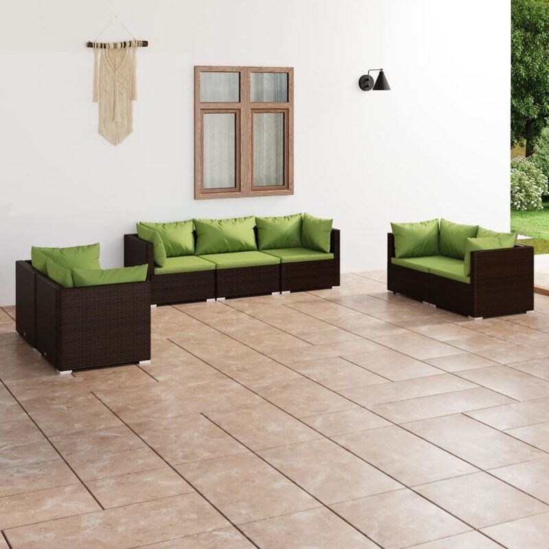 

vidaXL 7 Piece Garden Lounge Set with Cushions Poly Rattan Brown