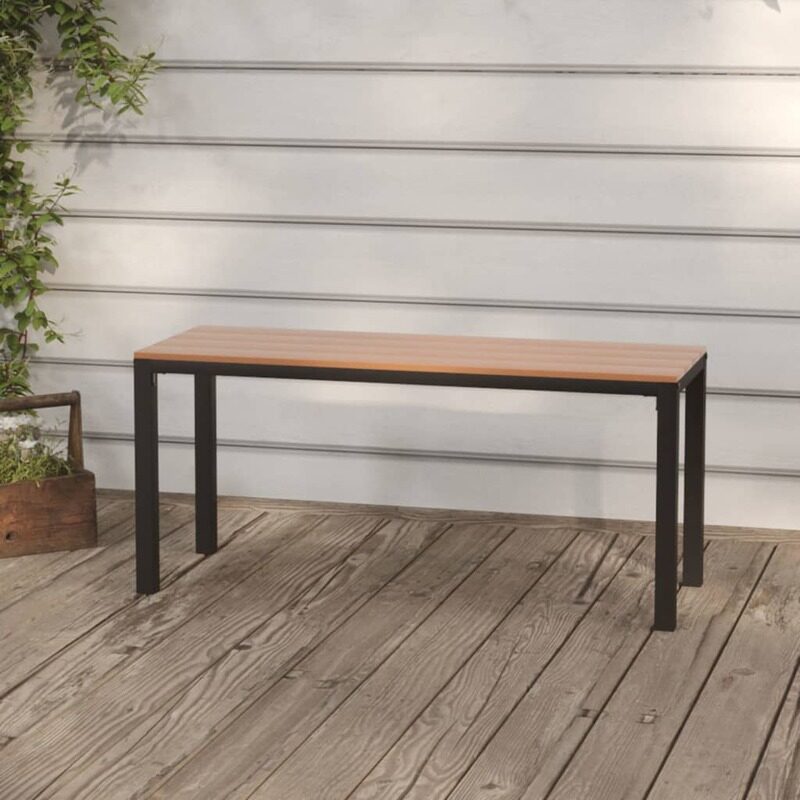 

vidaXL Garden Bench 110 cm Steel and WPC Brown and Black