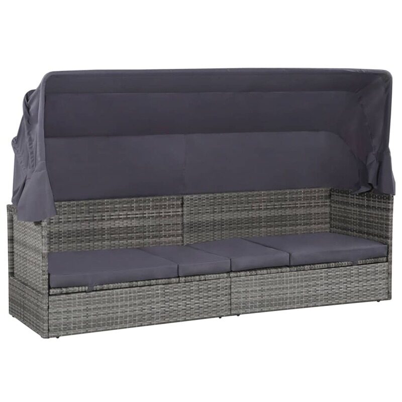 

vidaXL Garden Bed with Canopy Grey 205x62 cm Poly Rattan