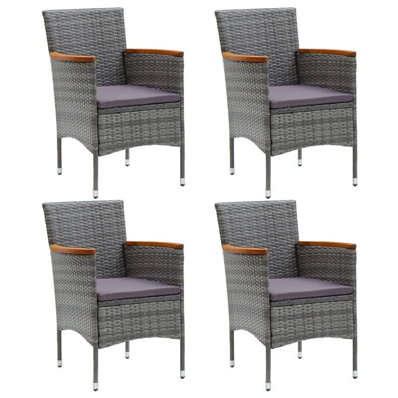 

vidaXL Garden Dining Chairs 4 pcs Poly Rattan Grey