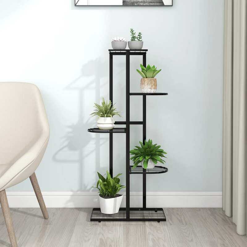 

vidaXL 5-Floor Flower Stand 43x22x98 cm Black Metal