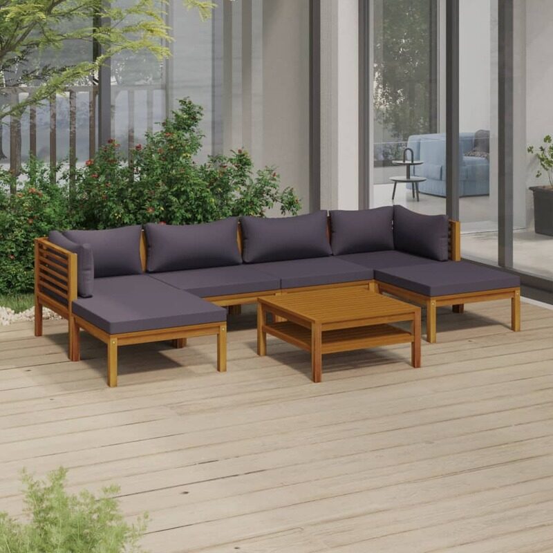 

vidaXL 7 Piece Garden Lounge Set with Cushion Solid Acacia Wood