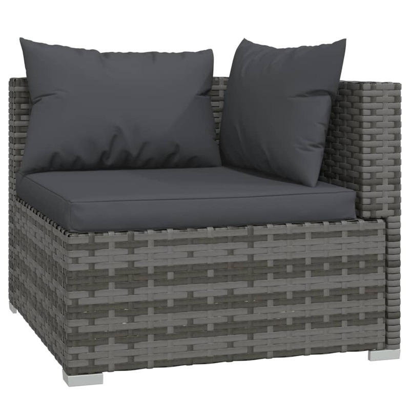 vidaXL 11 Piece Garden Lounge Set with Cushions Poly Rattan Grey