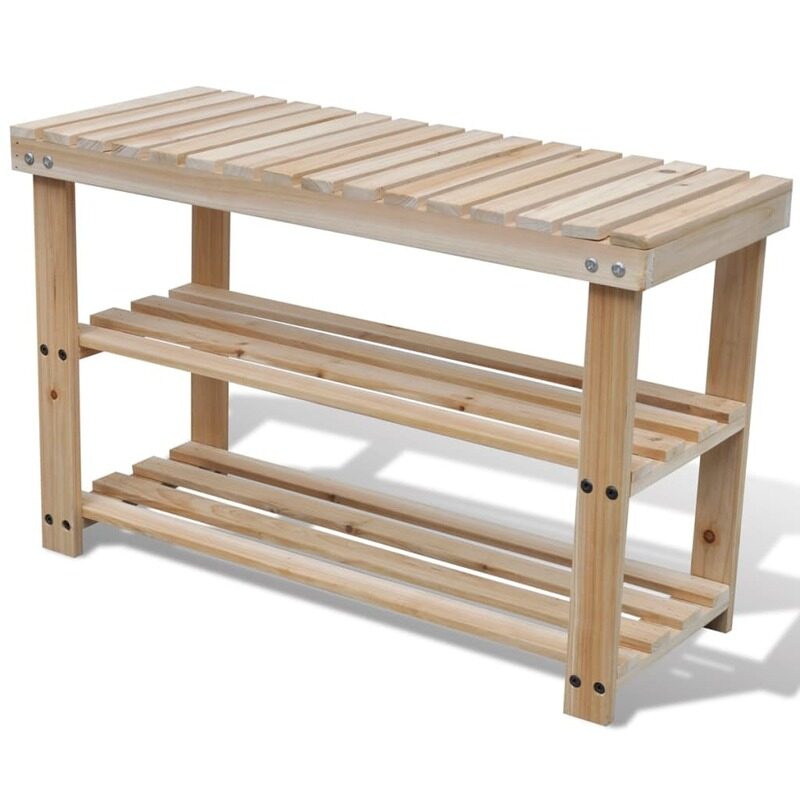 

vidaXL 2-in-1 Shoe Rack with Bench Top Solid Fir Wood