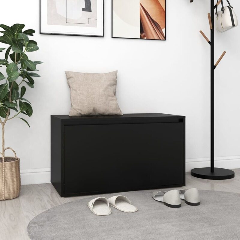 

vidaXL Hall Bench 80x40x45 cm Black Engineered Wood