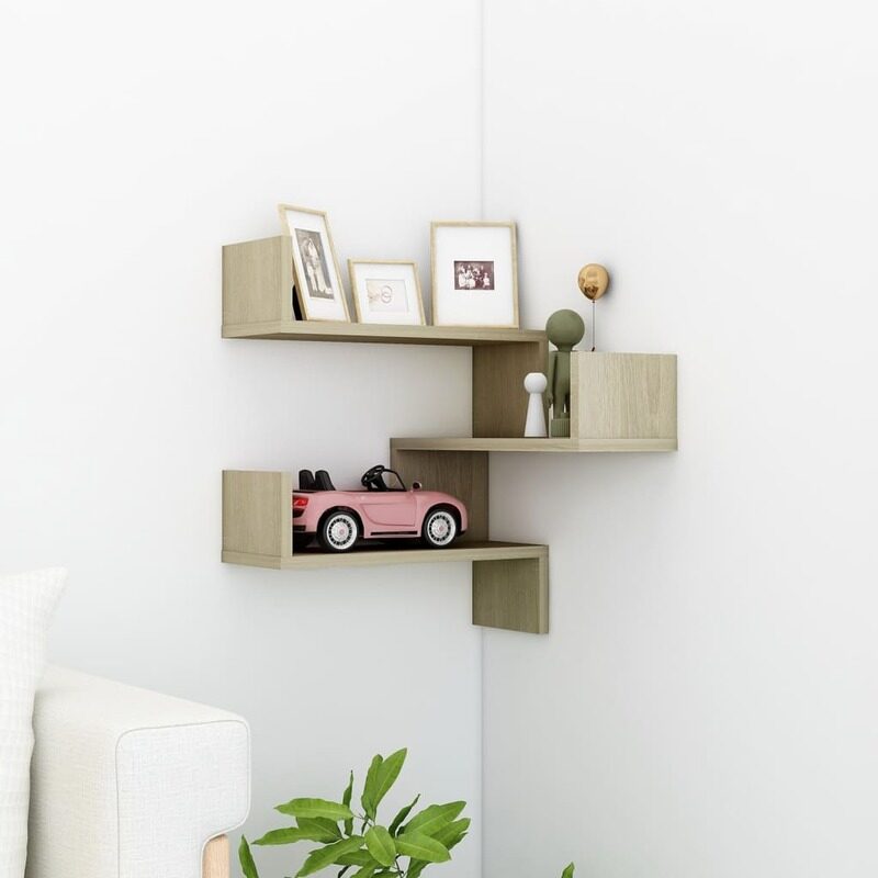 

vidaXL Wall Corner Shelf Sonoma Oak 40x40x50 cm Engineered Wood