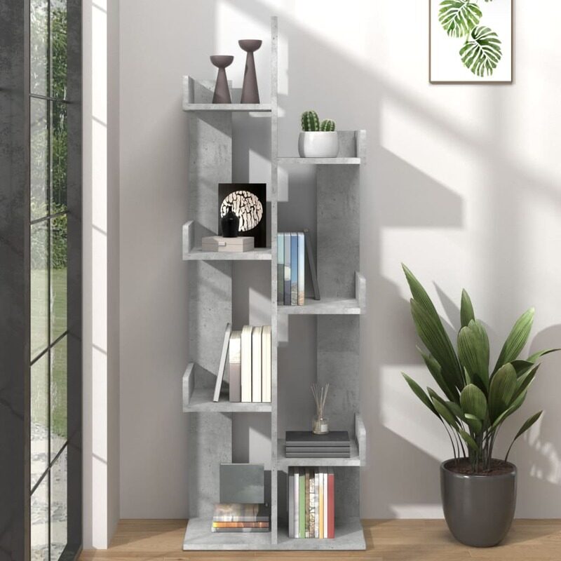 

vidaXL Book Cabinet Concrete Grey 48x25.5x140 cm Engineered Wood