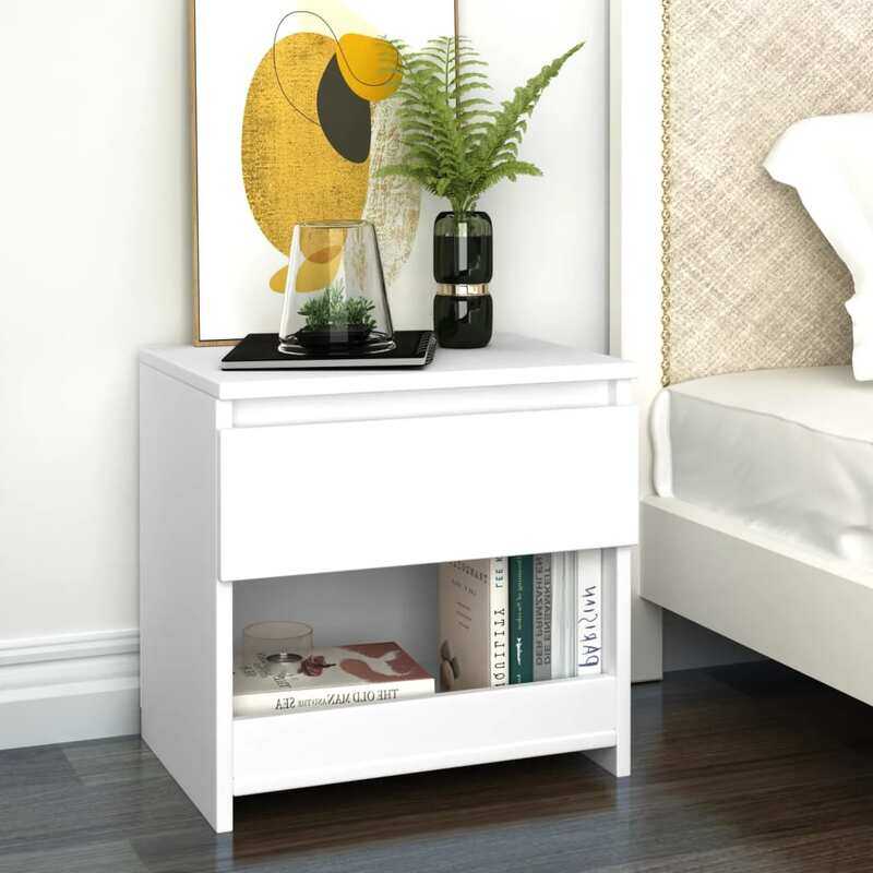

vidaXL Bedside Cabinet White 40x30x39 cm Engineered Wood
