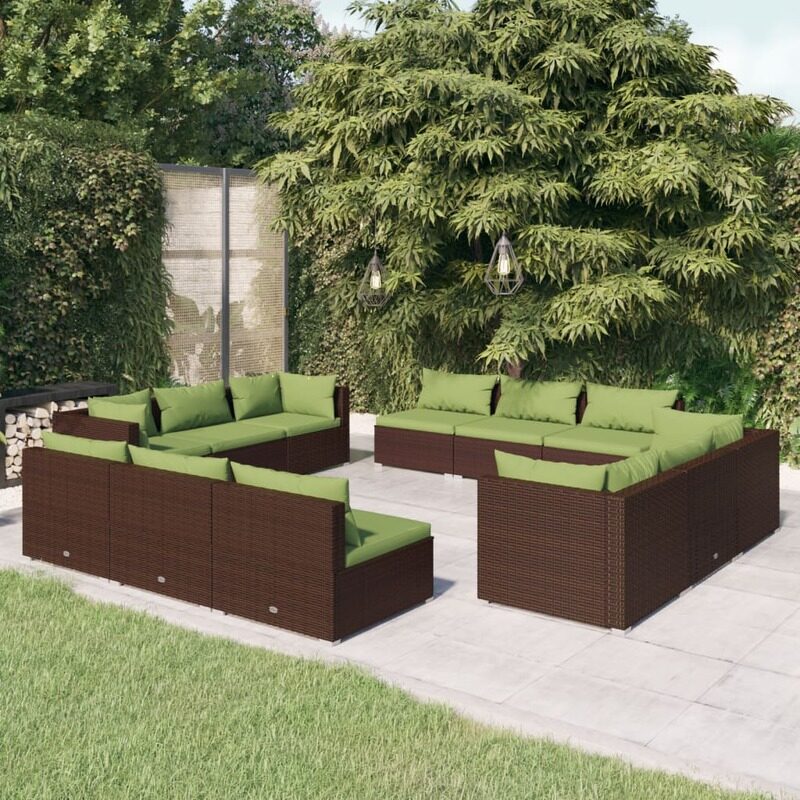 

vidaXL 12 Piece Garden Lounge Set with Cushions Poly Rattan Brown