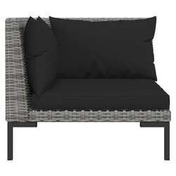 vidaXL 14 Piece Garden Lounge Set with Cushions Poly Rattan Dark Grey