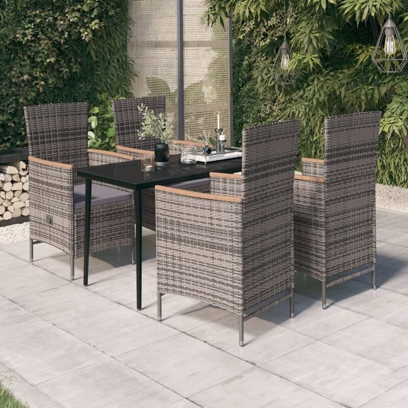 

vidaXL 5 Piece Garden Dining Set with Cushions Grey