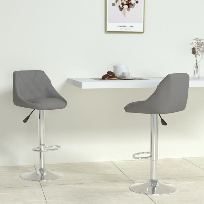 

vidaXL Bar Stools 2 pcs Grey Faux Leather