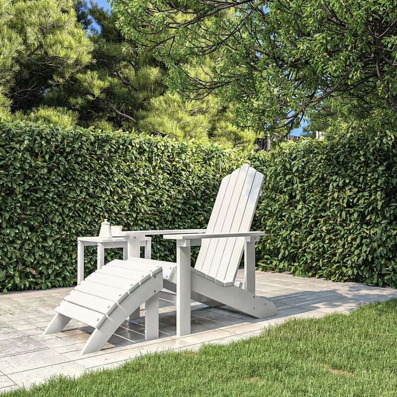 

vidaXL Garden Adirondack Chair with Footstool HDPE White