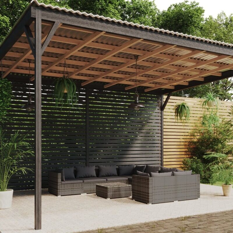 

vidaXL 9 Piece Garden Lounge Set with Cushions Poly Rattan Grey