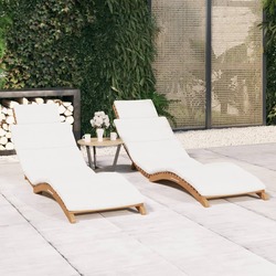 vidaXL Sun Loungers 2 pcs with Cushions Solid Wood Teak