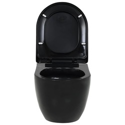 vidaXL Wall-Hung Toilet Ceramic Black