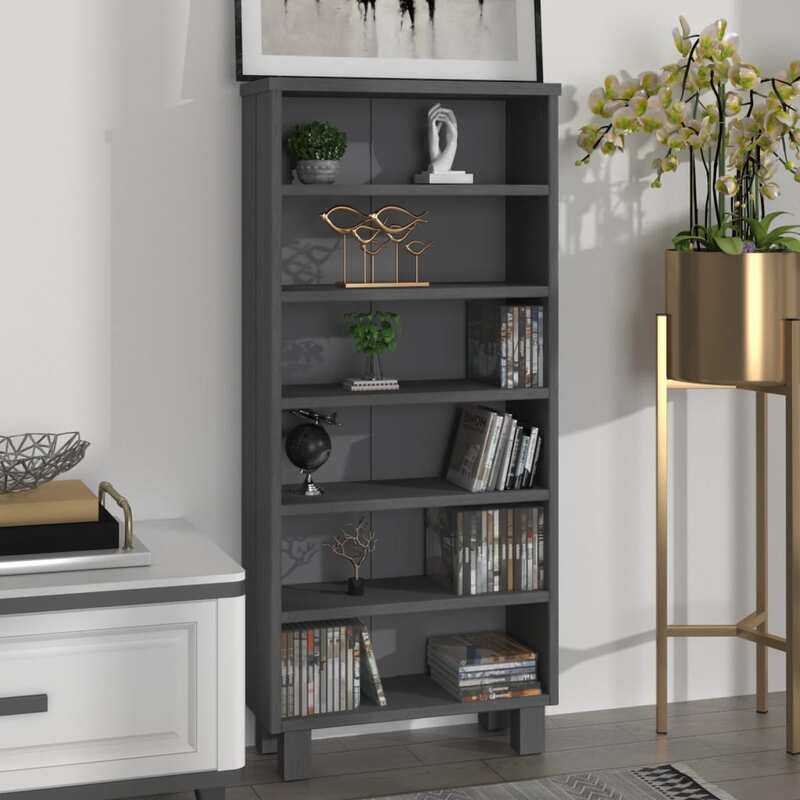 

vidaXL CD Cabinet HAMAR Dark Grey 45x18x100 cm Solid Wood Pine