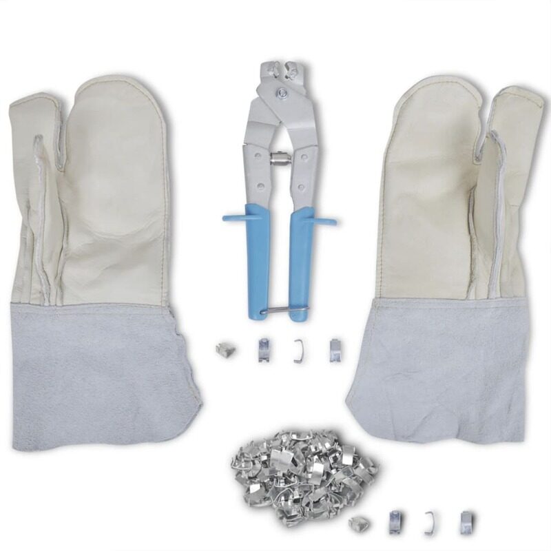 

vidaXL NATO Razor Wire Accessory Set Clip Applicator Gauntlets 200 Clips