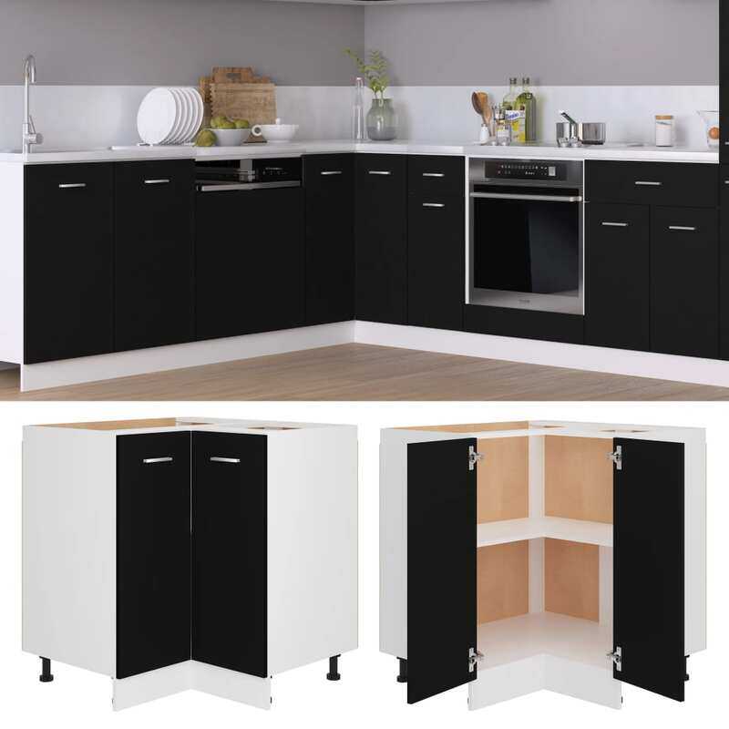 

vidaXL Corner Bottom Cabinet Black 75.5x75.5x80.5 cm Engineered Wood