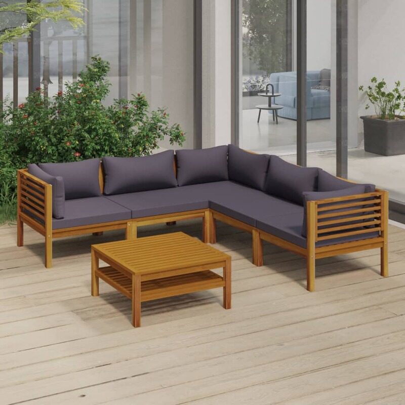 

vidaXL 6 Piece Garden Lounge Set with Cushion Solid Acacia Wood