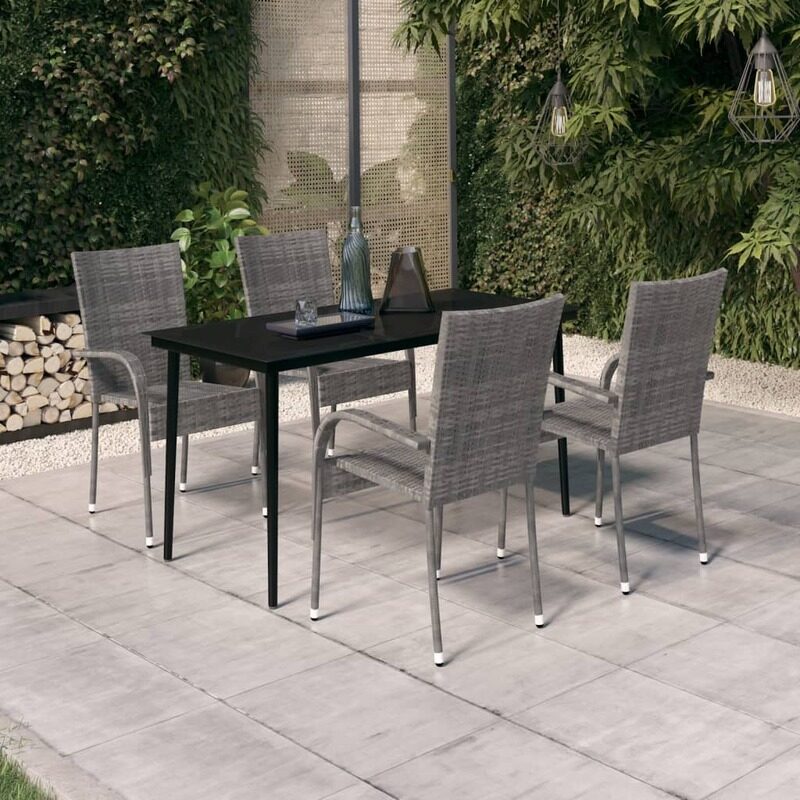 

vidaXL 5 Piece Garden Dining Set Grey and Black