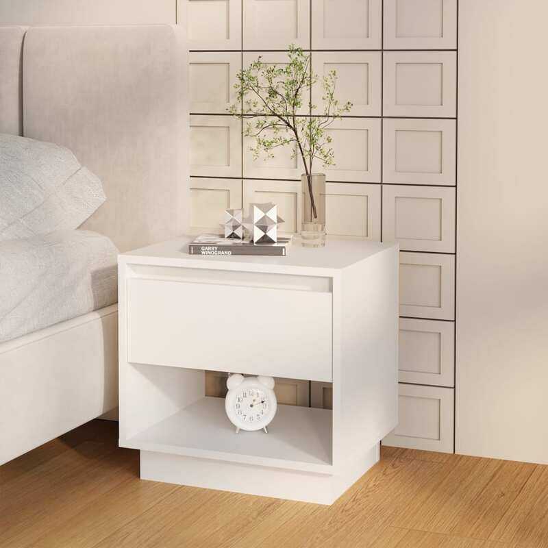 

vidaXL Bedside Cabinet White 45x34x44 cm Engineered Wood