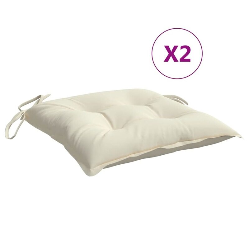 

vidaXL Chair Cushions 2 pcs Cream White 40x40x7 cm Fabric