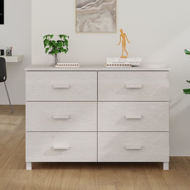 

vidaXL Sideboard HAMAR White 113x40x80 cm Solid Wood Pine