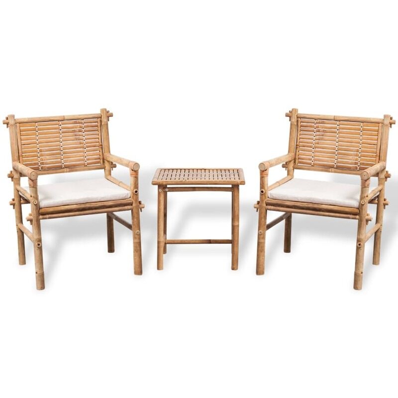 

vidaXL 3 Piece Bistro Set with Cushions Bamboo