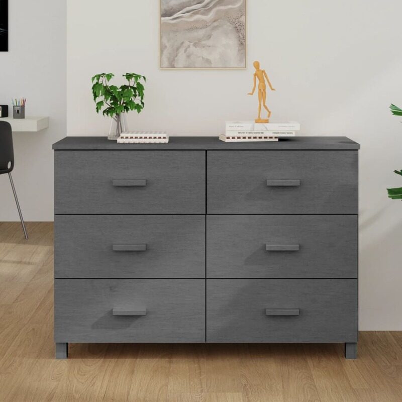 

vidaXL Sideboard HAMAR Dark Grey 113x40x80 cm Solid Wood Pine