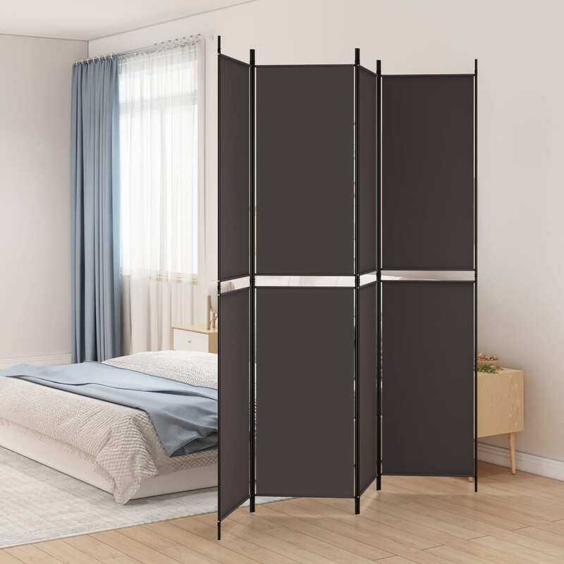 

vidaXL 4-Panel Room Divider Brown 200x220 cm Fabric