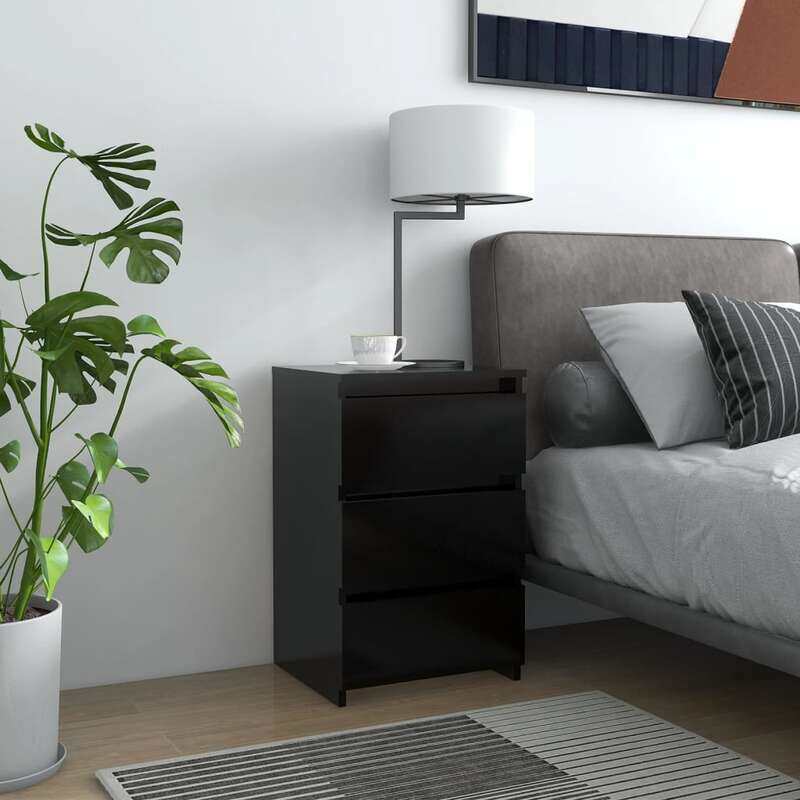 

vidaXL Bed Cabinets 2 pcs Black 40x35x62.5 cm Engineered Wood
