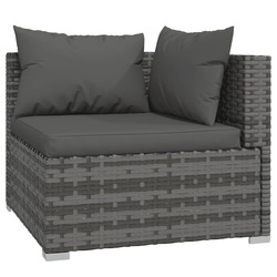 vidaXL 7 Piece Garden Lounge Set with Cushions Poly Rattan Grey