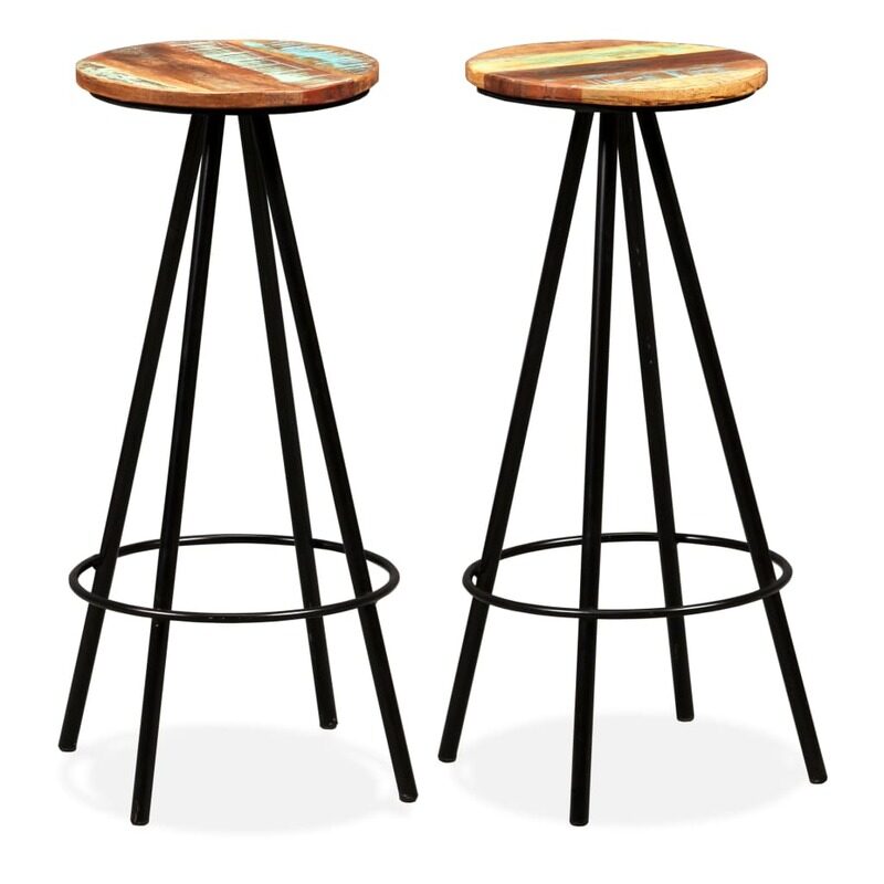 

vidaXL Bar Stools 2 pcs Solid Reclaimed Wood