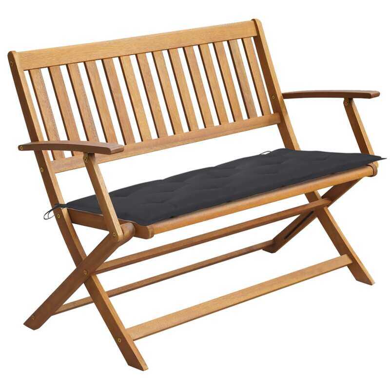 

vidaXL Garden Bench with Cushion 120 cm Solid Acacia Wood
