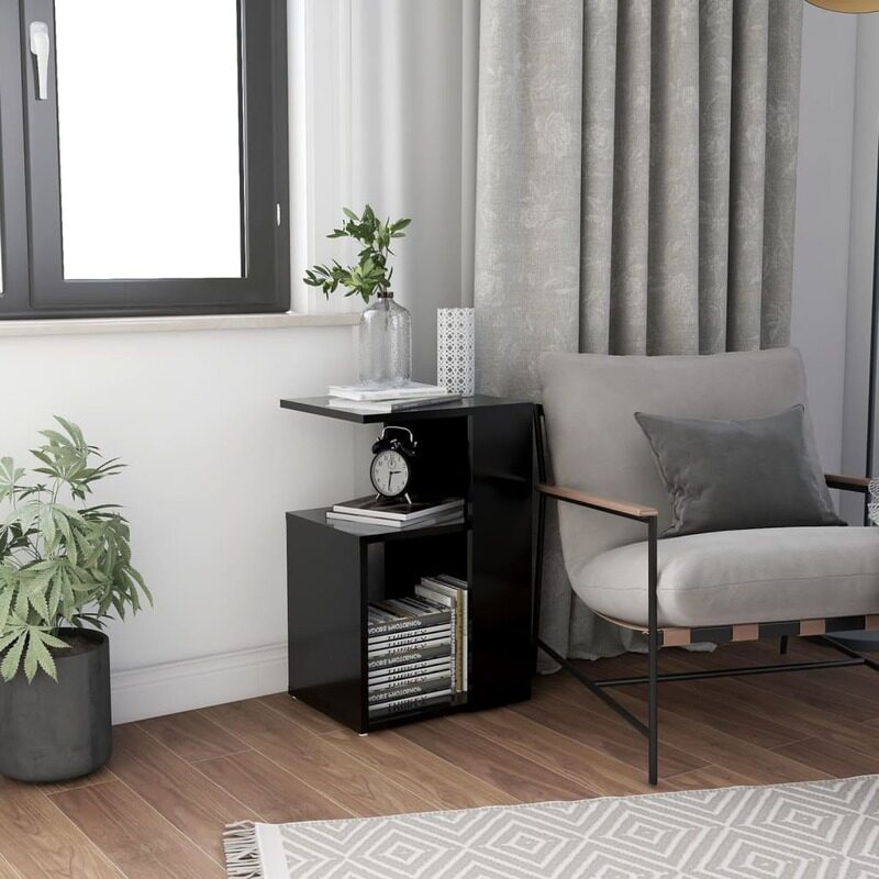 

vidaXL Side Table Black 36x30x56 cm Engineered Wood