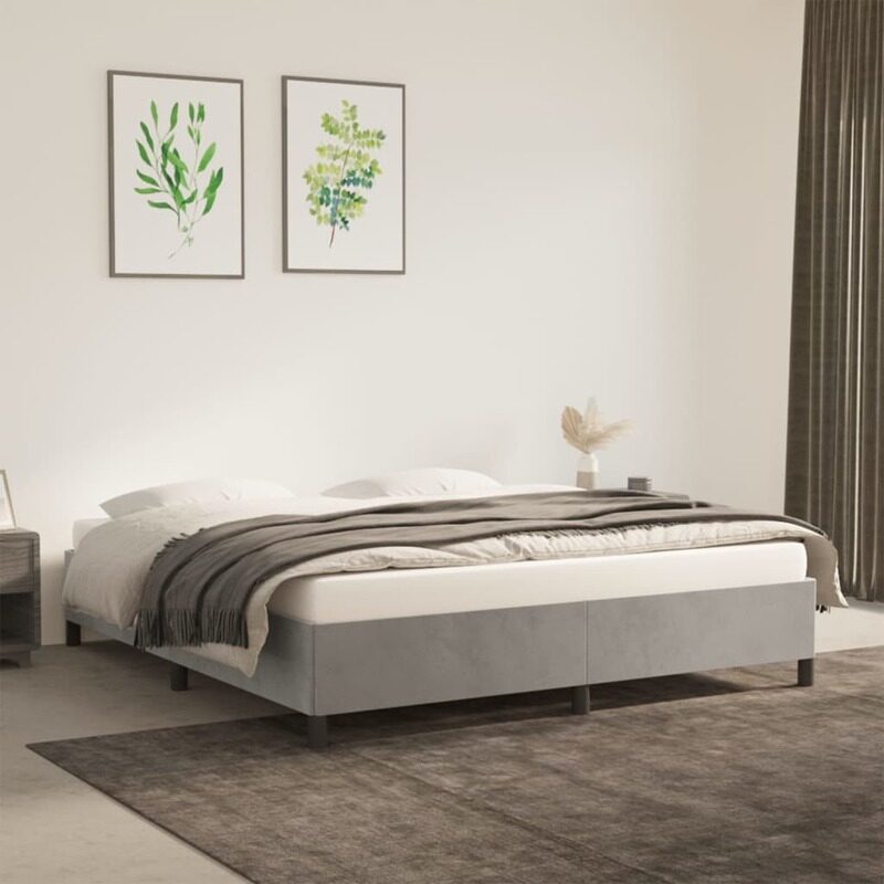 

vidaXL Bed Frame Light Grey 180x200 cm 6FT Super King Velvet