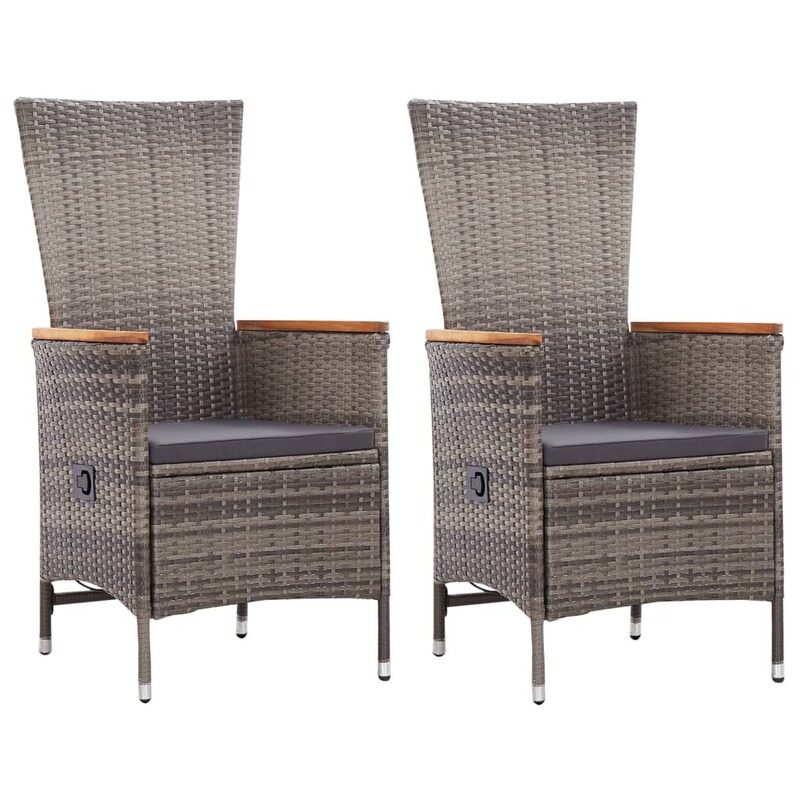 

vidaXL Outdoor Chairs 2 pcs with Cushions Poly Rattan Grey
