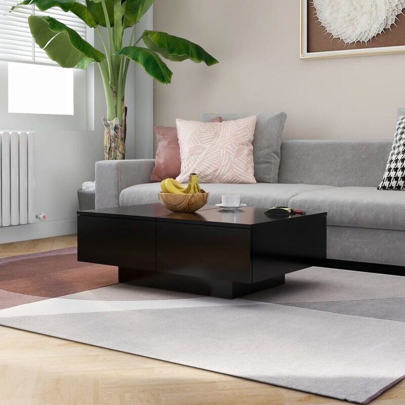 

vidaXL Coffee Table Black 90x60x31 cm Engineered Wood