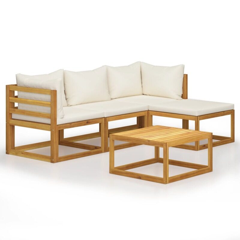 

vidaXL 5 Piece Garden Lounge Set with Cushions Solid Acacia Wood