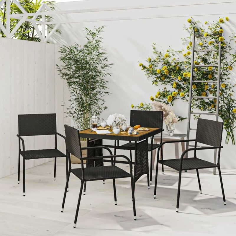 

vidaXL 5 Piece Outdoor Dining Set Poly Rattan Black