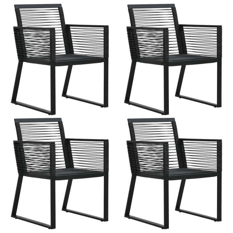 vidaXL Garden Chairs 4 pcs Rope Rattan Black