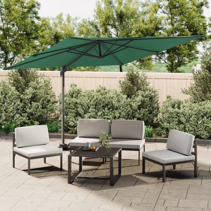 

vidaXL Cantilever Umbrella with Aluminium Pole Green 400x300 cm
