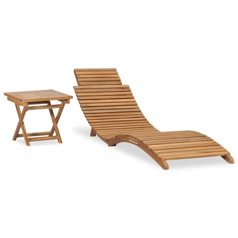 

vidaXL Folding Sun Lounger with Table Solid Teak Wood