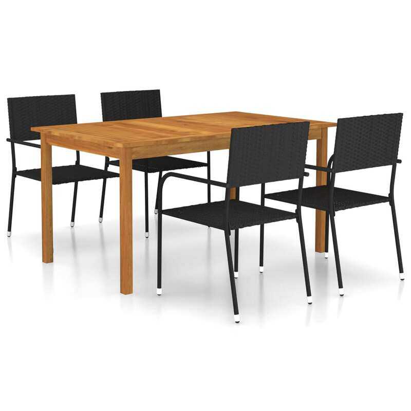 

vidaXL 5 Piece Garden Dining Set Black