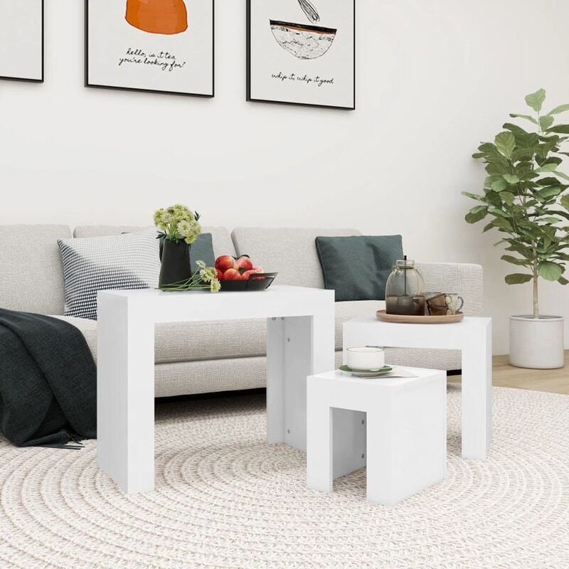 

vidaXL Nesting Coffee Tables 3 pcs White Engineered Wood